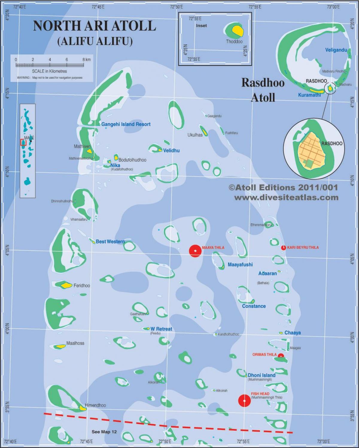 χάρτης της ari atoll στις μαλδίβες