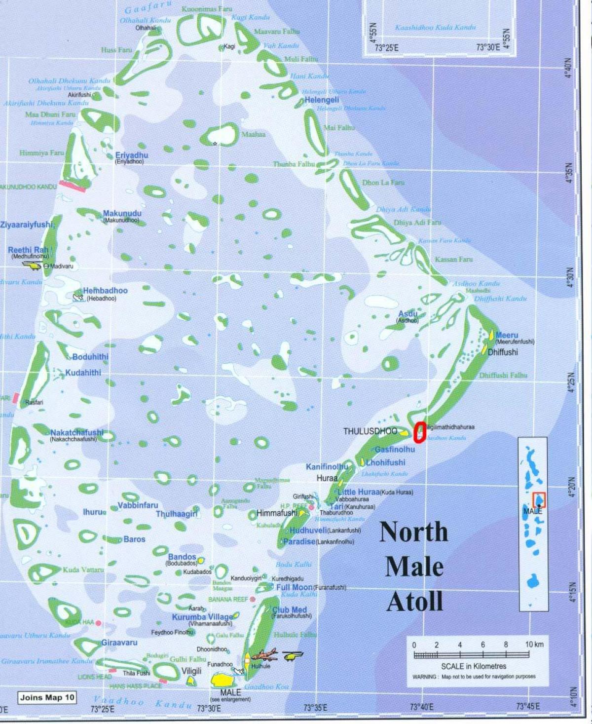 χάρτης της north male atoll στις μαλδίβες