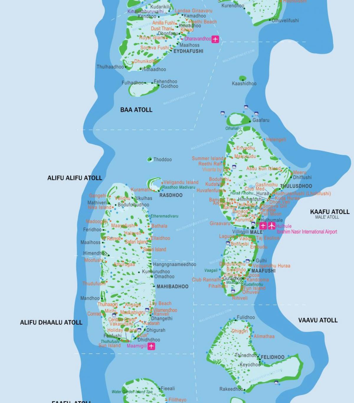 μαλδίβες νησί, θέση στον χάρτη
