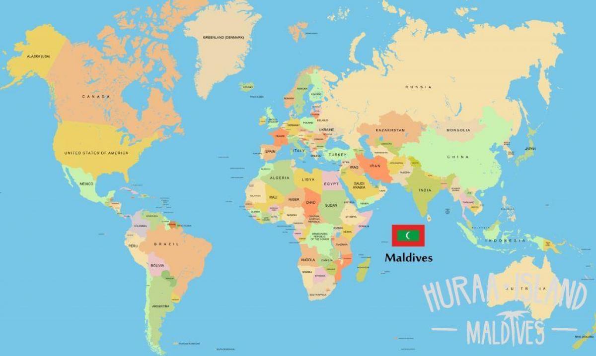 χάρτης των μαλδίβων σε παγκόσμιο χάρτη
