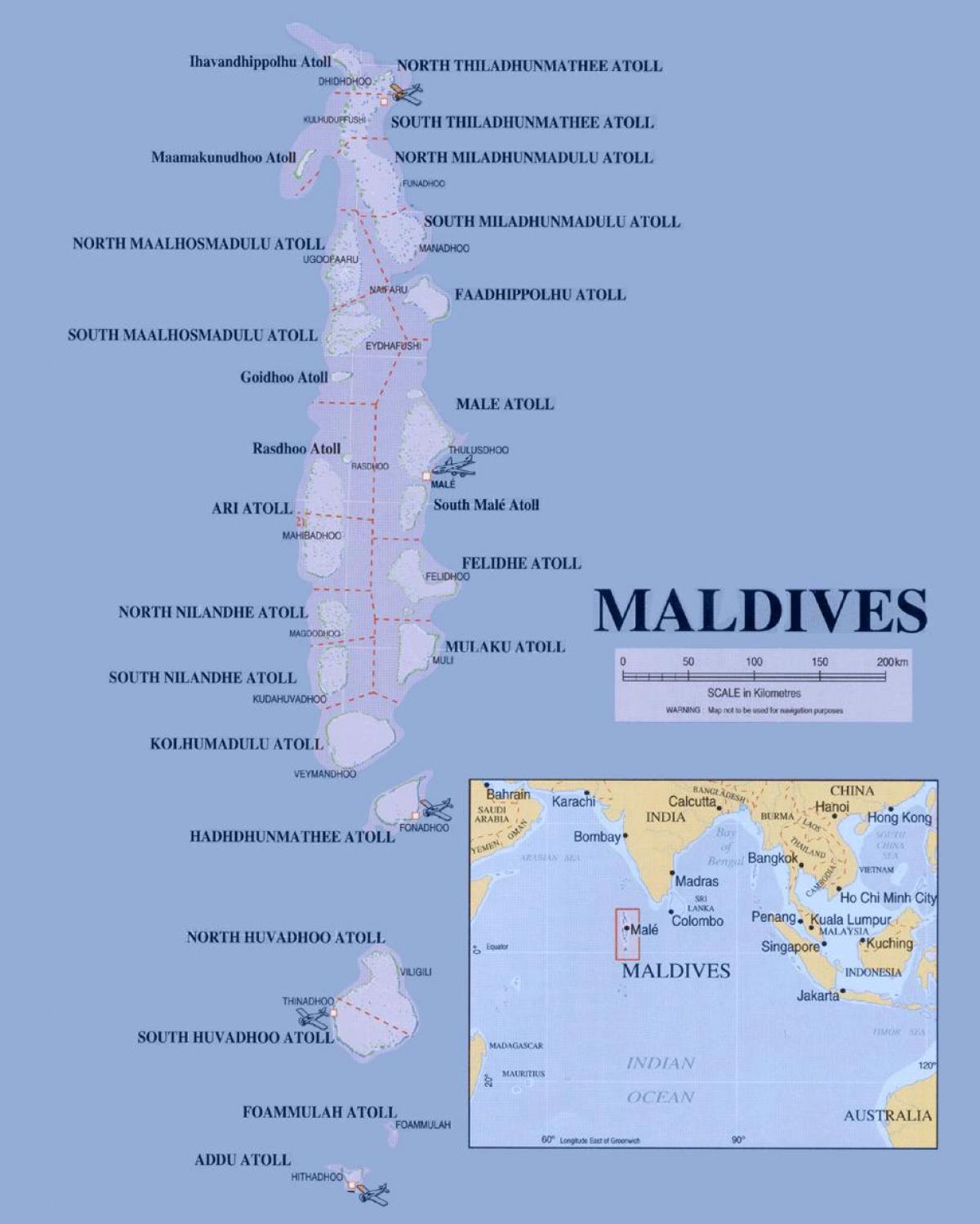 χάρτης που δείχνει μαλδίβες