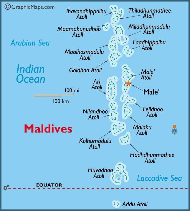 baa atoll στις μαλδίβες χάρτης