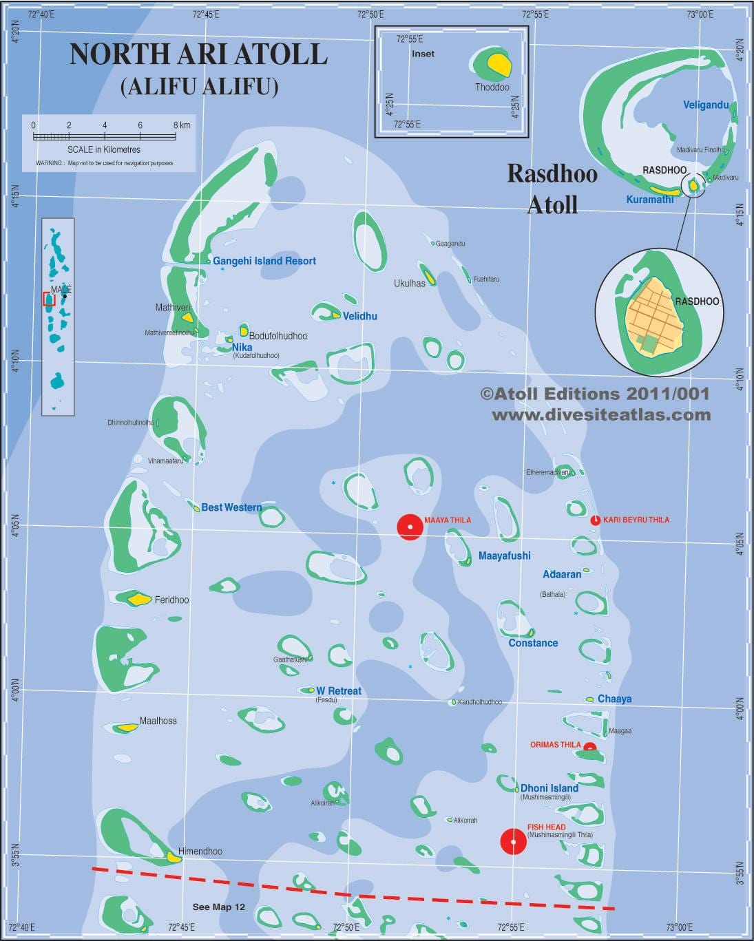 χάρτης της ari atoll στις μαλδίβες
