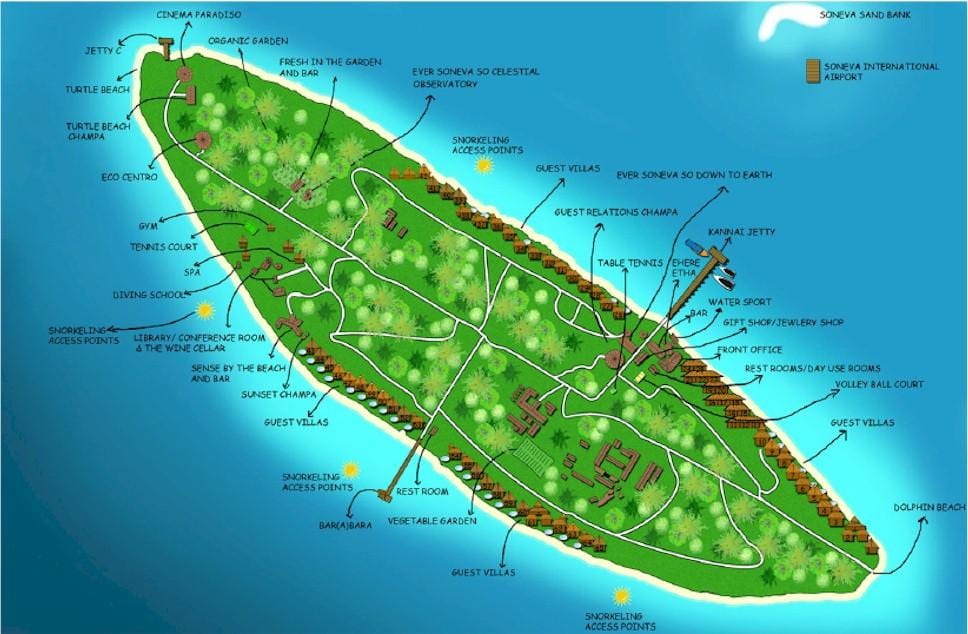 το νησί vaadhoo στις μαλδίβες χάρτης